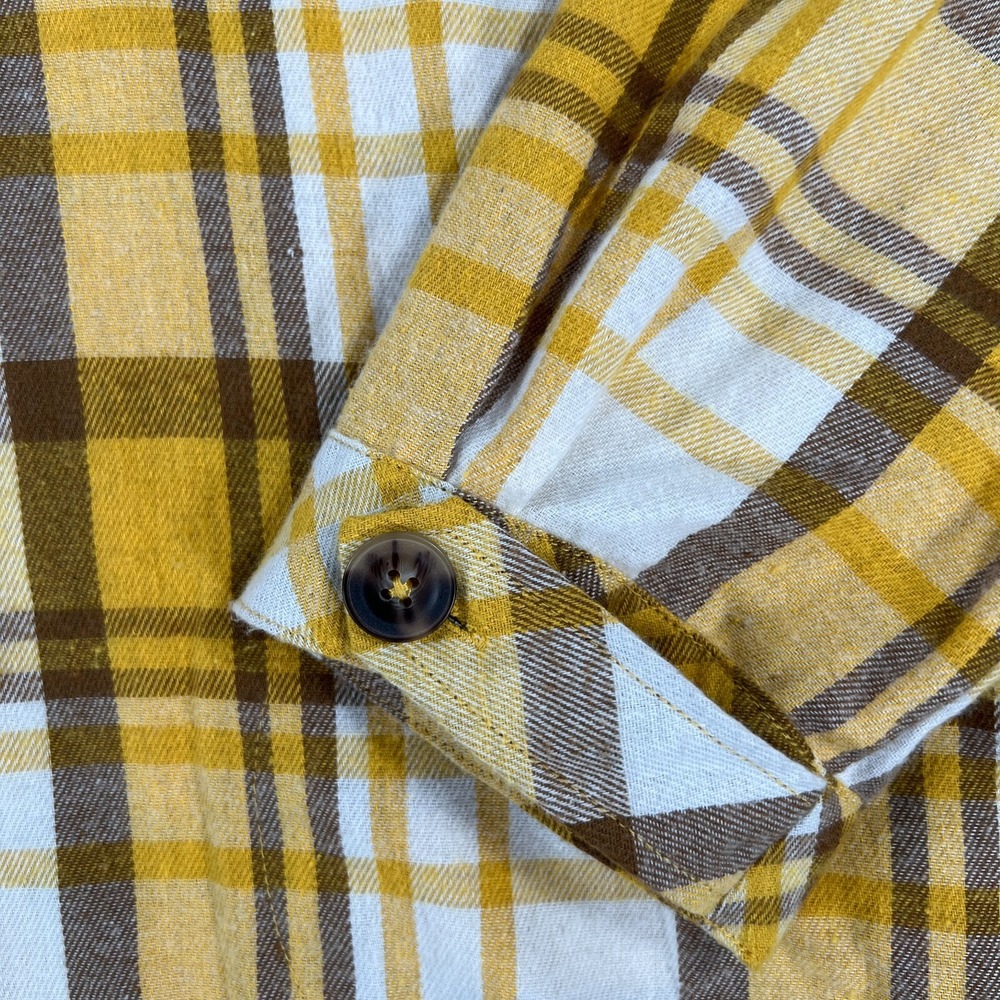 Democracy Womens Shirt Medium Yellow Plaid Long Sleeve Button Up Sharp - Picture 5 of 16